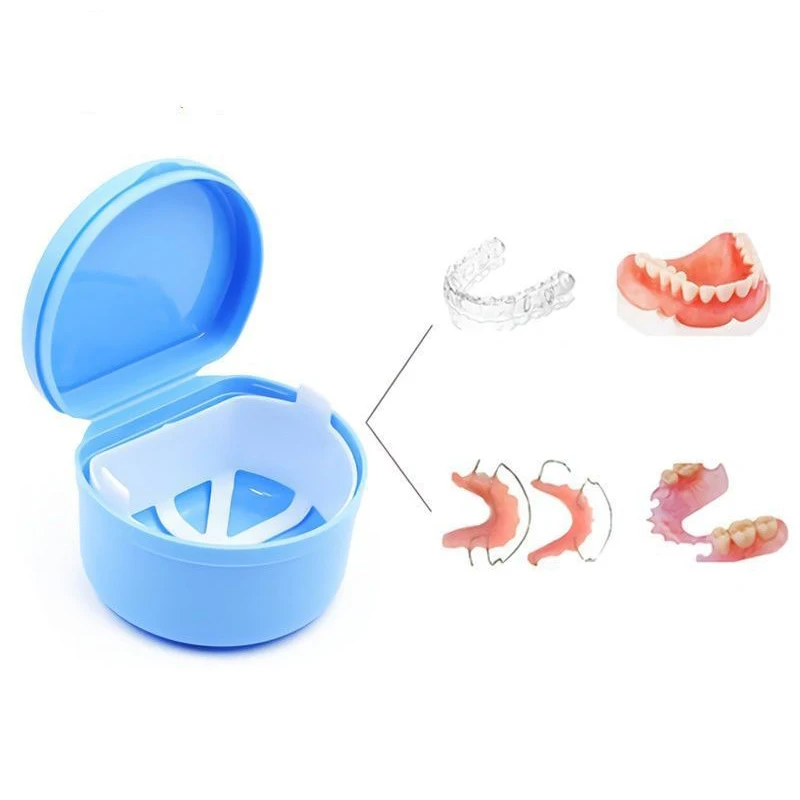 Colored Elderly Soaking Denture Box Cleaning Care Braces Storage Box Portable Orthodontische Houder Beugels Box Dustproof