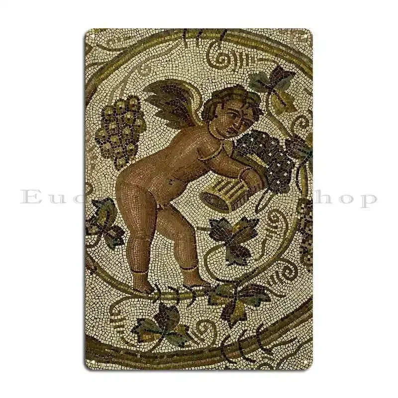 Grape Harvesting Cherub Metal Plaque Poster Pub Garage Cinema Wall Decor Design Tin Sign Poster