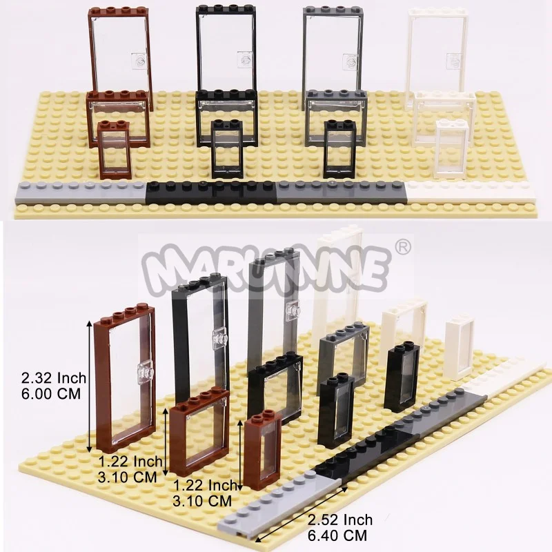 MARUMINE MOC Akcesoria do klocków konstrukcyjnych 32 SZT. Drzwi Okno Widok na ulicę miasta Model domu Zestaw klocków Kompatybilny z 60594