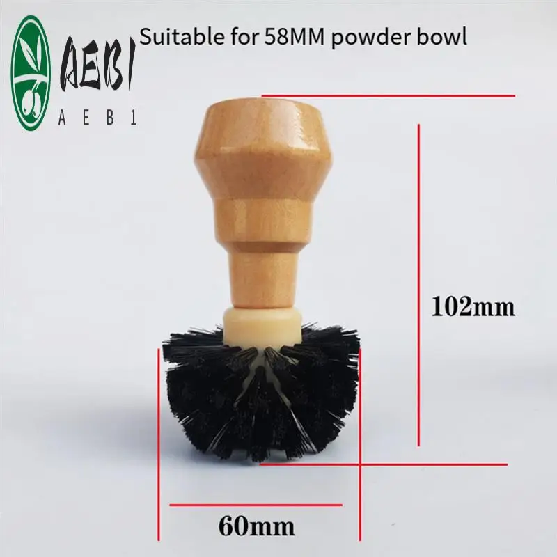

AEB1-Coffee Machine Portafilter Brush,Wooden Handle Coffee Powder Bowl Cleaning Brush