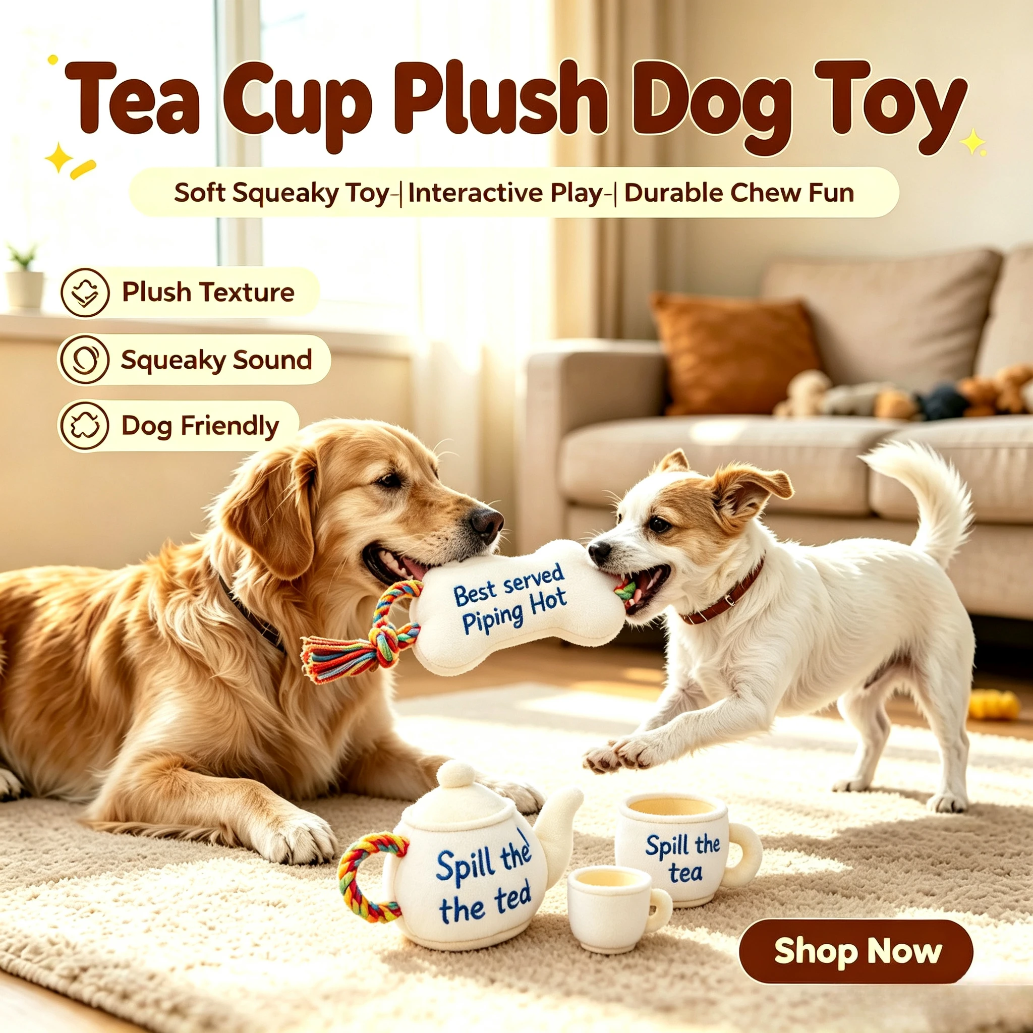 

Pride Tea Party Dog Rope Plush Toy Set - 2pk