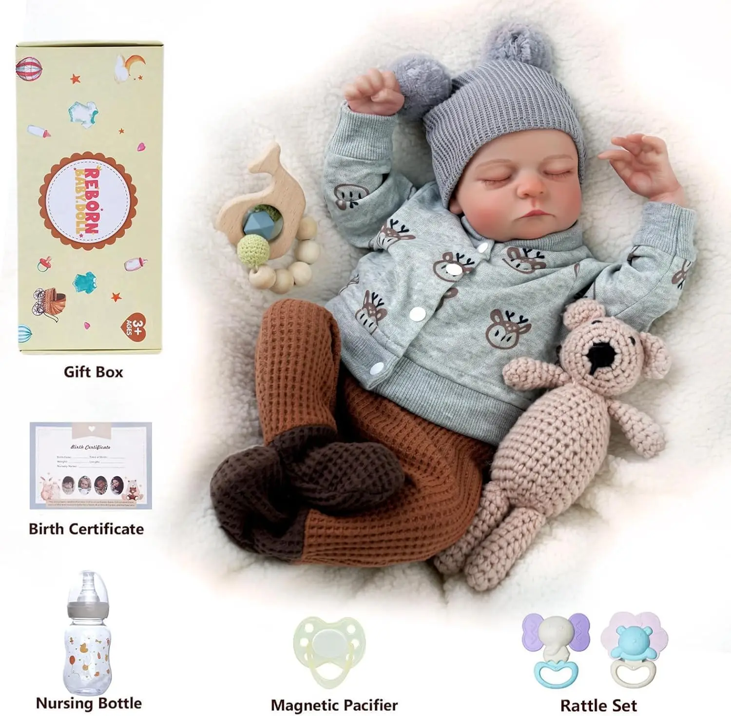 Lifelike Reborn Baby Dolls - 20" Soft Body Realistic-Newborn Full Body Real Life Baby Dolls with Toy Accessories for Kids 3 +
