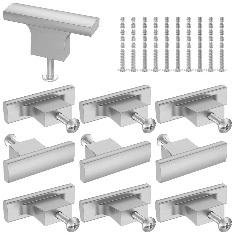 

10Pcs Furniture Knobs Brushed Nickel Bar Handle Kitchen Hardware Cabinet Knobs Door Pull for Cupboard Wardrobe Vanity Dresser