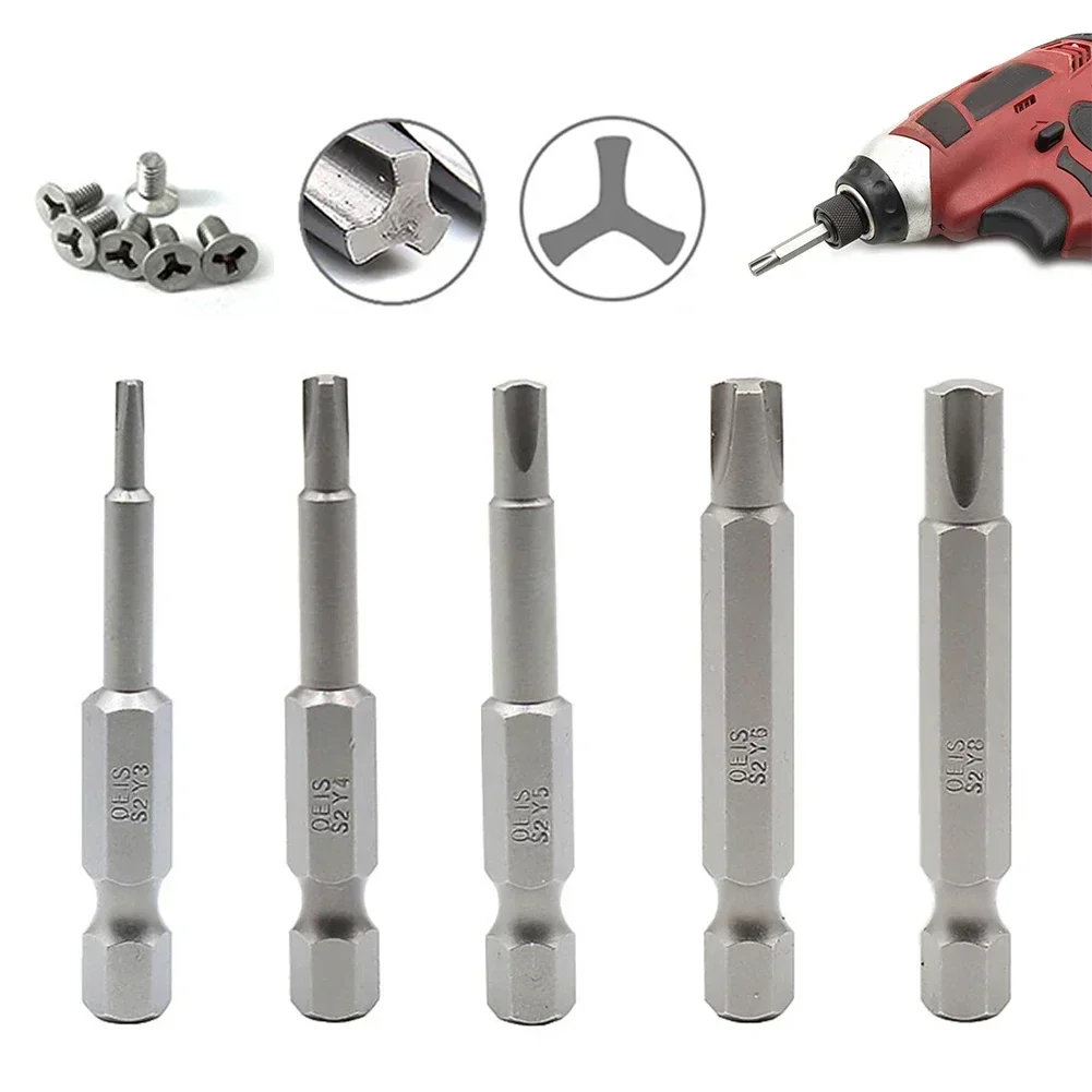 Hand Tools Screwdriver Bits Home Y Shaped Y Type Bit Y3/Y4/Y5/Y6/Y8 1/4Inch 50mm Grey Hex Shank Screwdriver Bits