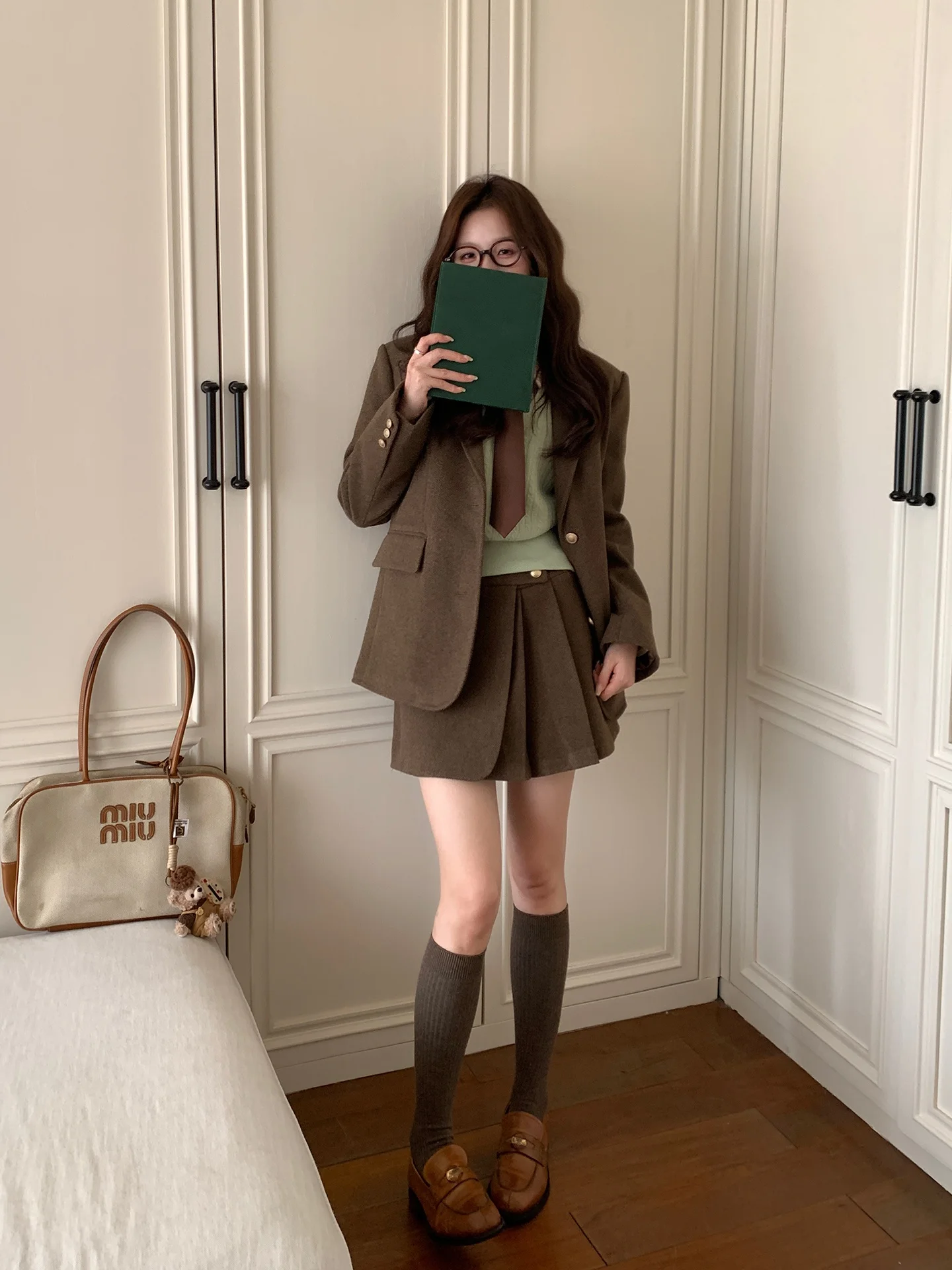 

Юбка-полусолнце Even-wen Literary Sister Coffee Color в корейском стиле, осенне-зимняя, универсальная, элегантный дизайн