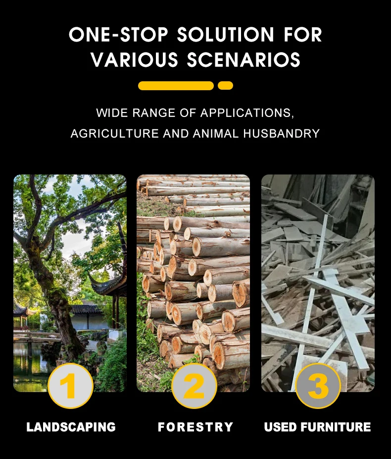 ماكينة تقطيع الخشب التي تعمل بمحرك ديزل ذو سعة كبيرة، ماكينة تقطيع الخشب، ماكينة تقطيع الأشجار للحطب والسماد