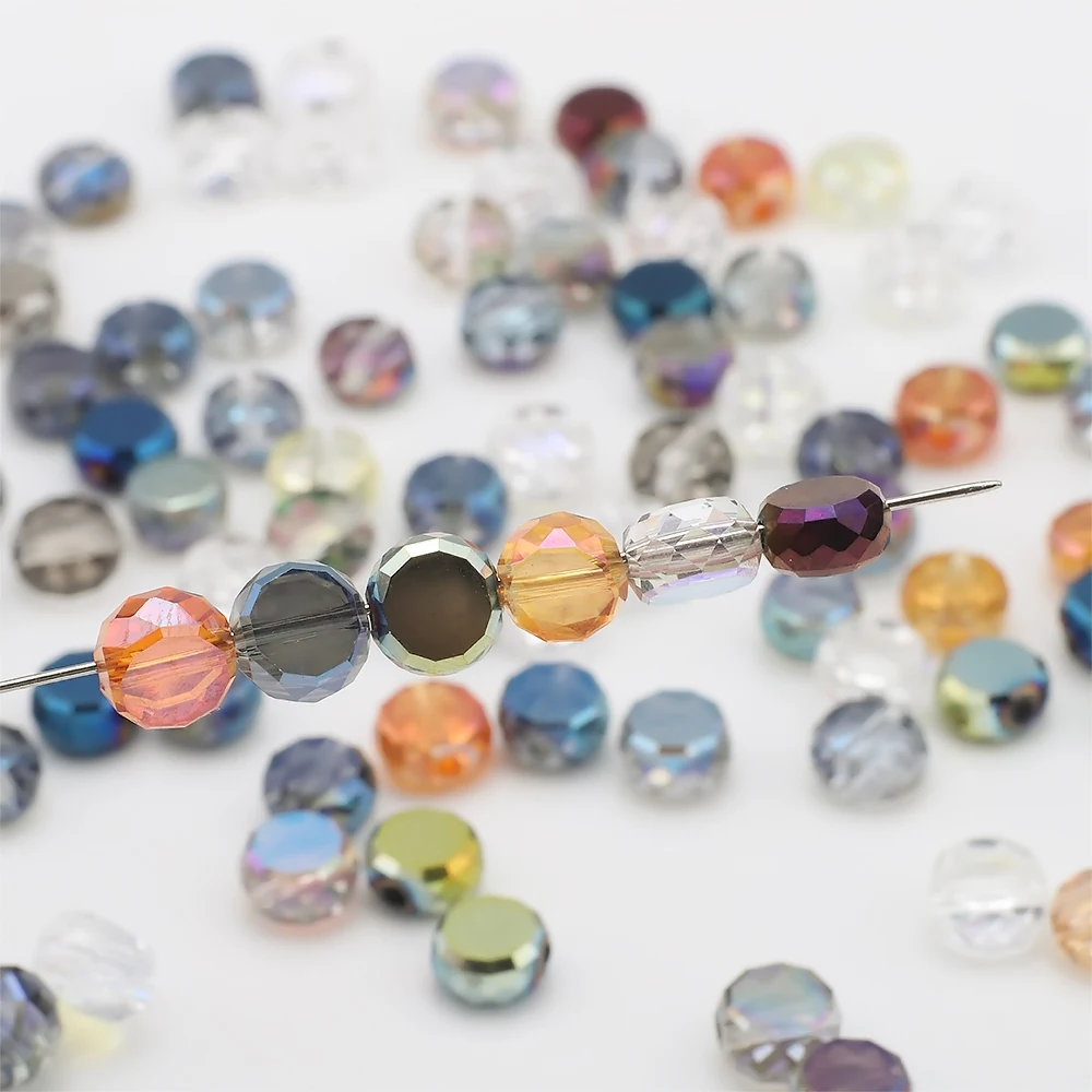 الخرز الزجاجي الكريستالي السائب لصنع الحلي ، شكل دائري مسطح الظهر ، أقراط تصنعها بنفسك ، قلادة ، خياطة ملابس ، 8 أو 50 أو #5