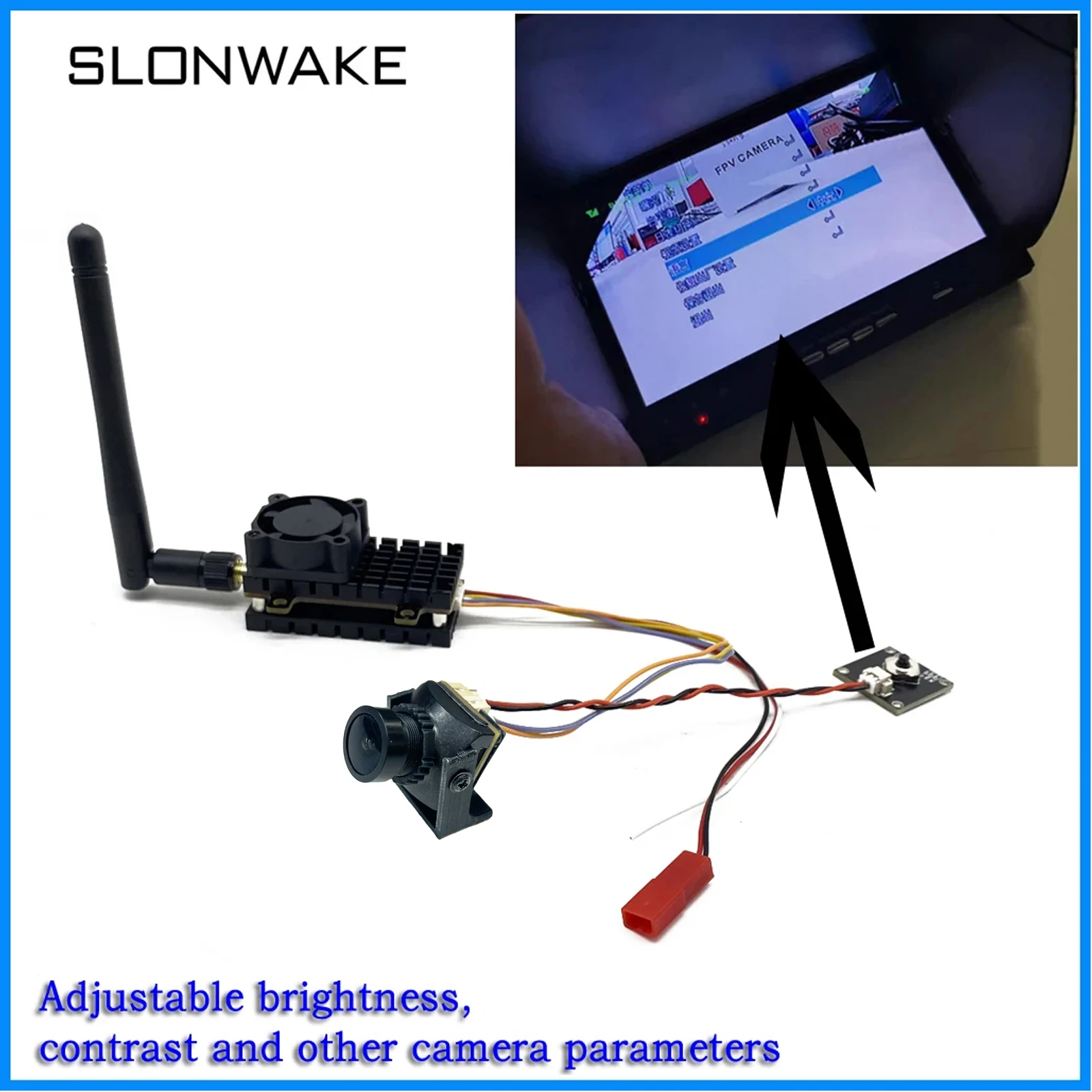 5.8G Yuanhang 20KM 2W transmitter Built-in Microphone+1200TVL Starlight Night Vision+3 inch FPV Monitor for FPV Drone Airplane