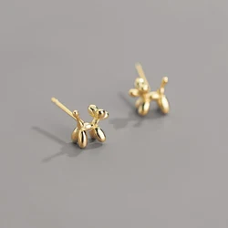 S925 Silver Needle Mini Balloon Dog Earrings Women Korean Version Creative Light Beads Lovely Cartoon Dog Sweet Earrings Jewelry