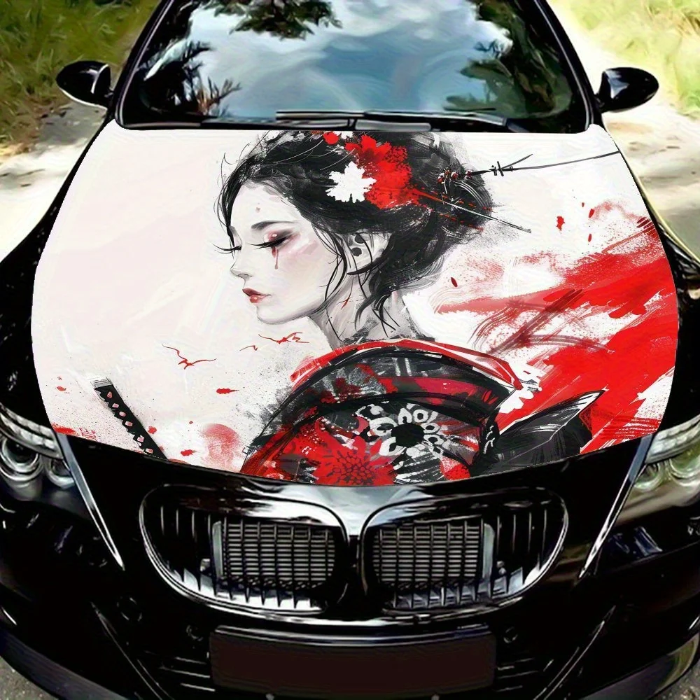 

Female Warrior Car Hood Decal - Durable PVC Vinyl Wrap For Most Vehicles, Automotive Exterior Accessory | Waterproof And Scratch