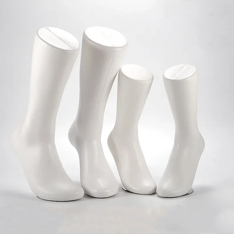 One Pair Men Women Mannequin Dummy Foot Model with Magnets for Socks Display Plastic Torso Male Female White Manikin Foot