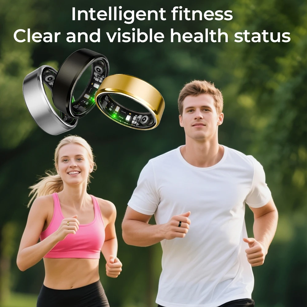 R100 Uomo Donna Anello intelligente IP68 Impermeabile HRV Frequenza cardiaca Ossigeno nel sangue Monitor antistress Fitness Tracker Anello da dito intelligente