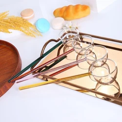 Borosilicate Glass Spoon With Long Handle Transparent Heat Resistant Sauce Soup Spoon With Spout Dessert Spoon Kitchen Bar Party