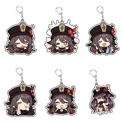 Genshin Impac Key Chain Ring Keyring Anime Figurine Hu Tao Figure Double Side Printing Custom Acrylic Keychain Backpack Charms