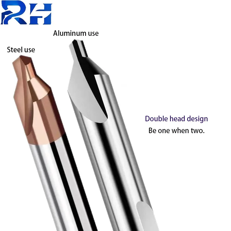 60 درجة التنغستن الصلب برأسين مركز الحفر سبائك الألومنيوم نقطة ثابتة الحفر طلاء زاوية 60 درجة للصلب #6
