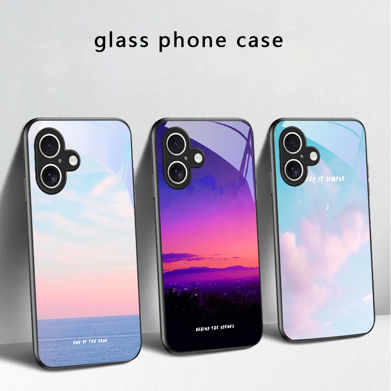 

Dark colored seawater For iPhone 17 Air 16 E 15 Plus 14 Pro Max 13 12 mini 11 5 6 7 8 Plus XR XS Max SE Black Glass Phone Case