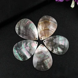 2PC Natural Black Shell Tahiti Charm Mother of Pearl Water Drop Pendant Earring Dangle Necklace DIY MOP Making Jewelry Accessory