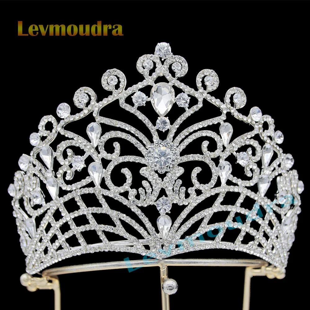 

Levmoudra Luxury Beauty Pageant Queen Crowns Big Crystal Rhinestone Crown,Pageant Crystal Princess Quinceanera Prom Headpiece