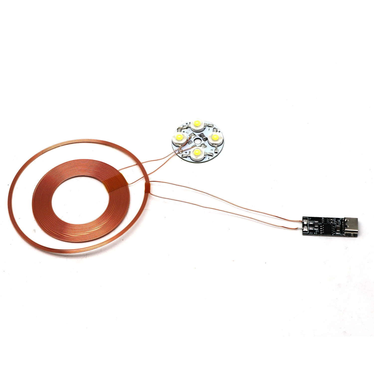 0-100mm Type-c USB ワイヤレス電源モジュール DC 5V 送信機コイル + コイル誘導ランプ LED ライト