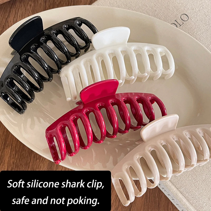 Soft Rubber Glossy Five-Color Bone-Shaped Pointed Cross Hair Clip For Women'S Updo Fashion Shark Clip Hair Accessory