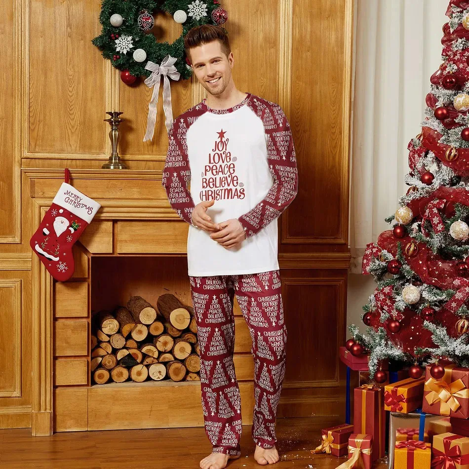 2025 Family Christmas Pajamas Mother Father Kid baby Family Christmas Pajamas Loose 2 Pieces Suit Homewear Matching Clothing
