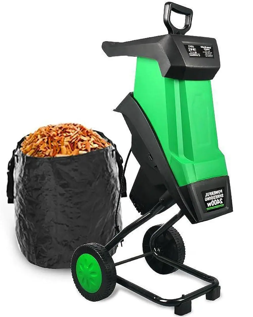 Garden Tree Branch Crusher Machine, Garden Branch Chipper, 2400W Electric Wood Chipper with 50L Collection Bag