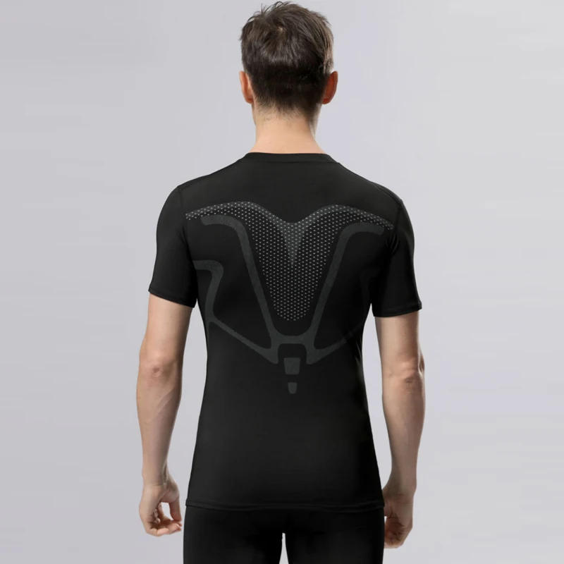 Men\'s Compression T-shirt Breathable Football Suit Fitness Tight Sportswear Riding Quick Dry Running Short Sleeve Shirt Sports