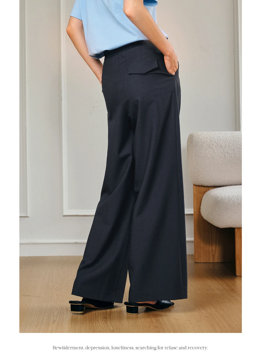 OLrain Women's 2025 Autumn High Waist Drawstring Wide-Leg Straight Pants Loose Casual Elastic Comfort Female Clothing O57XK98063