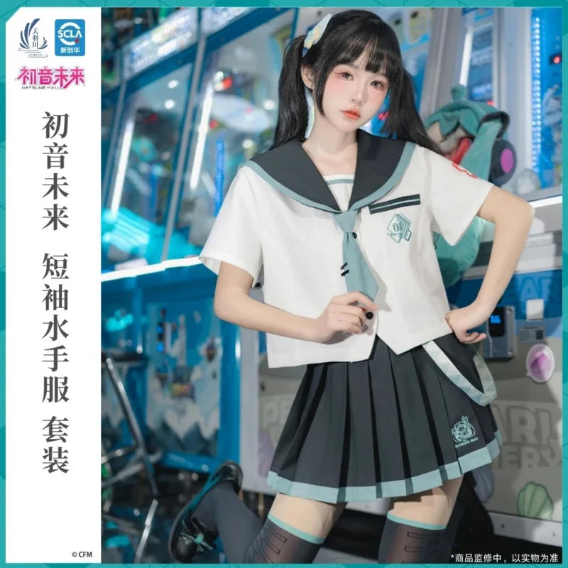 Original Vocaloid Hatsune Miku JK uniform shirt navy blouse sailor tops short sleeve girl blouse summer Women cosplay costume