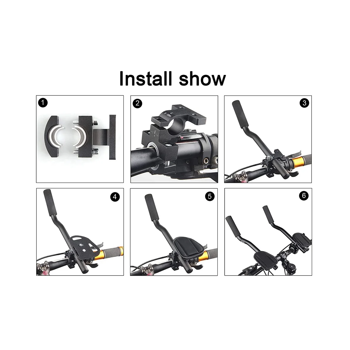 Lo-ok Bike Aero Bar، قضبان Aero من سبائك الألومنيوم للدراجات الجبلية على الطرق، مشبك مقود الدراجة TT على شريط مسند الذراع #5