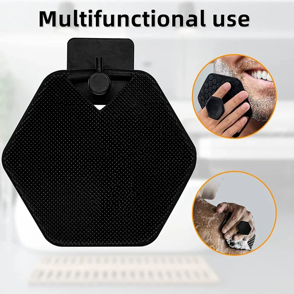 Silicone Exfoliating Body Scrubber Portable Wall Mountable Shampoo Brush Bath Brush For Hair Washing & Body Massage Face Care