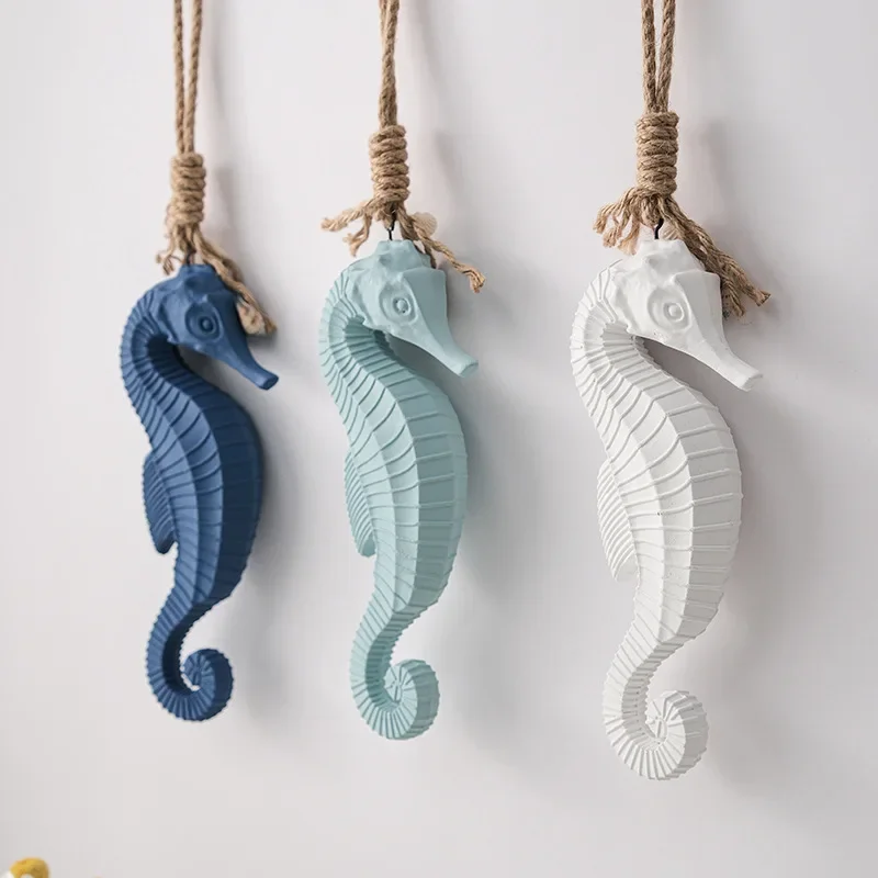 Wood Hippocampus Japonicus Wall Hanging Ornaments Mediterranean Vintage Living Room Restaurant Bar Wall Decor