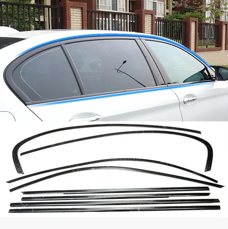 Beautify for BMW 5 Series G30 2018-2020 2021 2022 Black Steel Upgrade Window Molding Frame Strips Trim Cover 8PCS Accessories