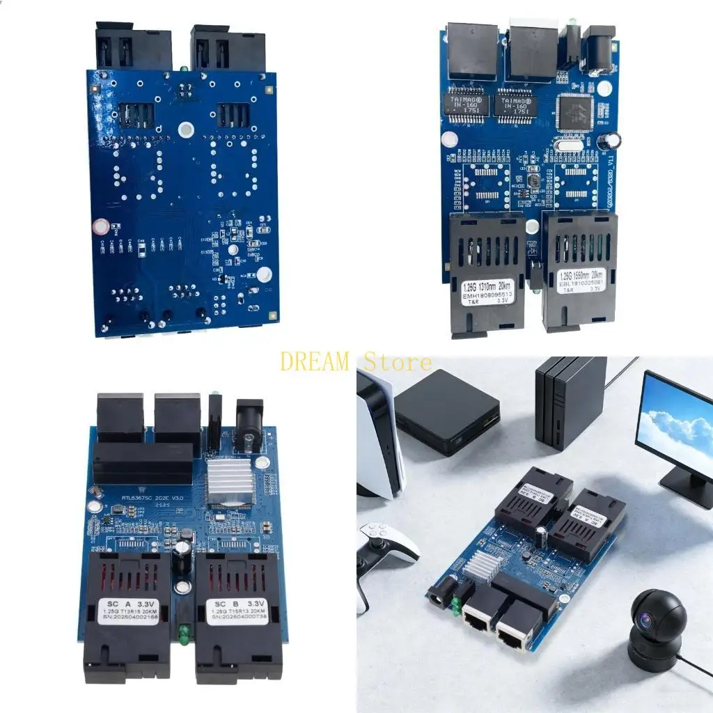 Gigabit Ethernet Switch 2G2E Series Fiber Switch 5V 10/100/1000M Gigabit Fiber Optical Media Converter RJ45 PCBA Board best sale