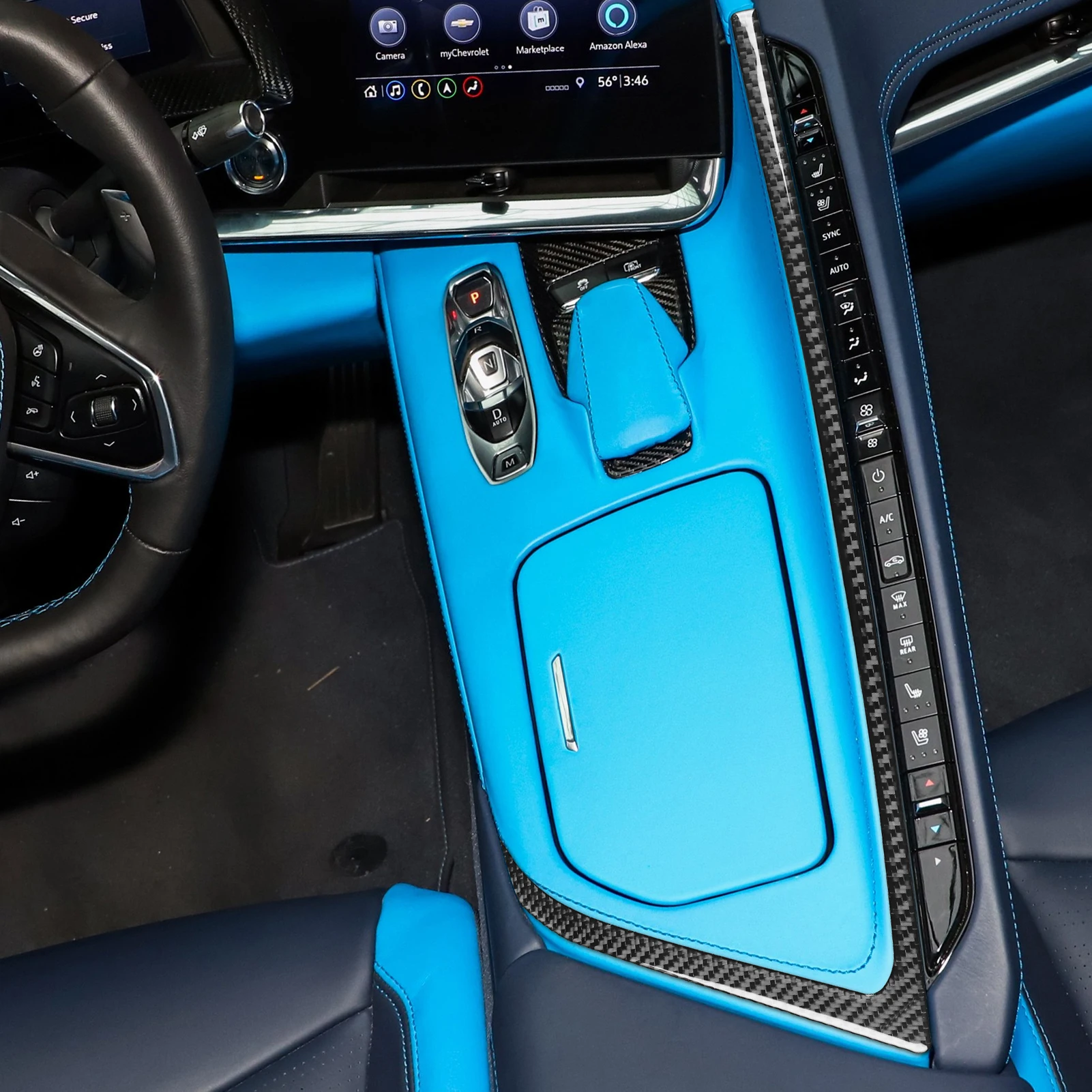 

Для Chevrolet Corvette C8 Z51 Z06 автомобильные аксессуары из углеродного волокна, центральная консоль, панель переключения передач, рамка, декоративная наклейка