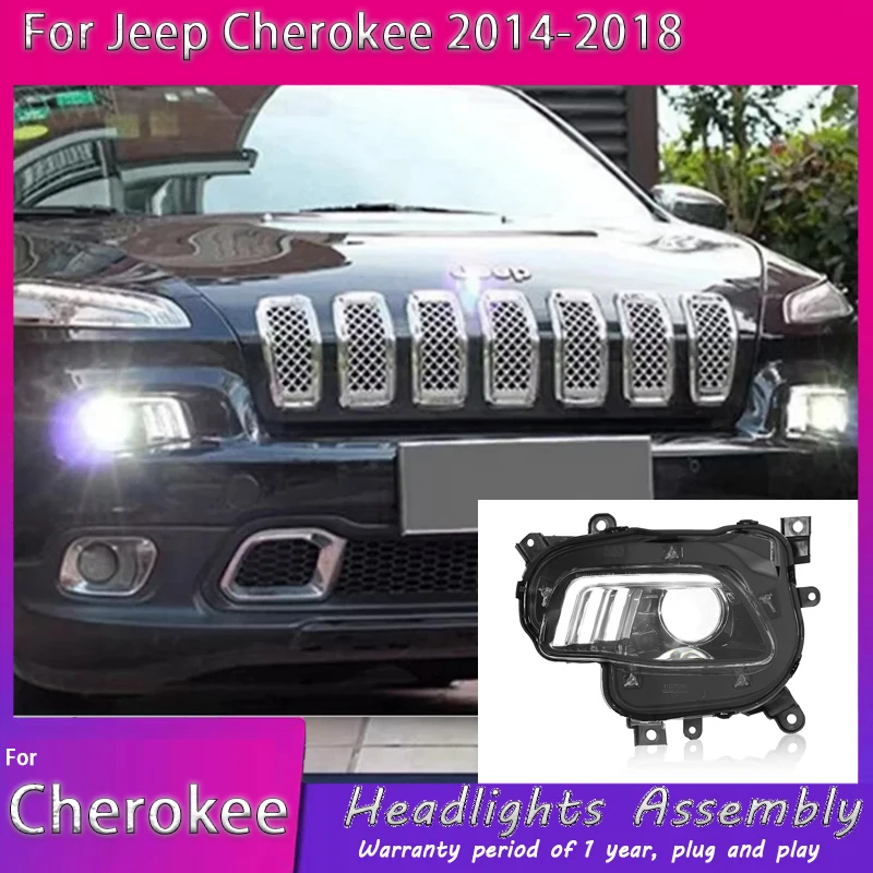 

Car Lamp For Jeep Grand Cherokee HID Headlight 2014-2018 Headlights Cherokee DRL Turn Signal High Beam Angel Eye Projector Lens