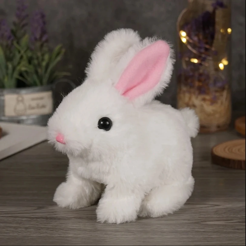 Long-haired Bunny Electric Plush Toy Soft Plush Simulation Shape Small Animal Doll Battery Interactive Children's Favorite Gift