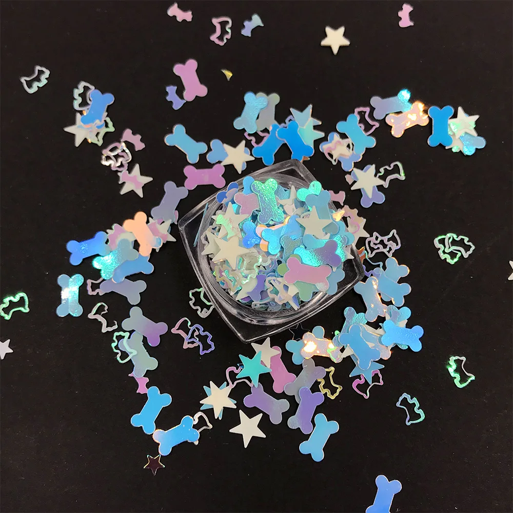 10g Star Nail Art Sequins Mix Hollow Out Dog Bone Heart Flakes Sequin Paillettes For Nails Art Manicure Wedding Decor Confetti