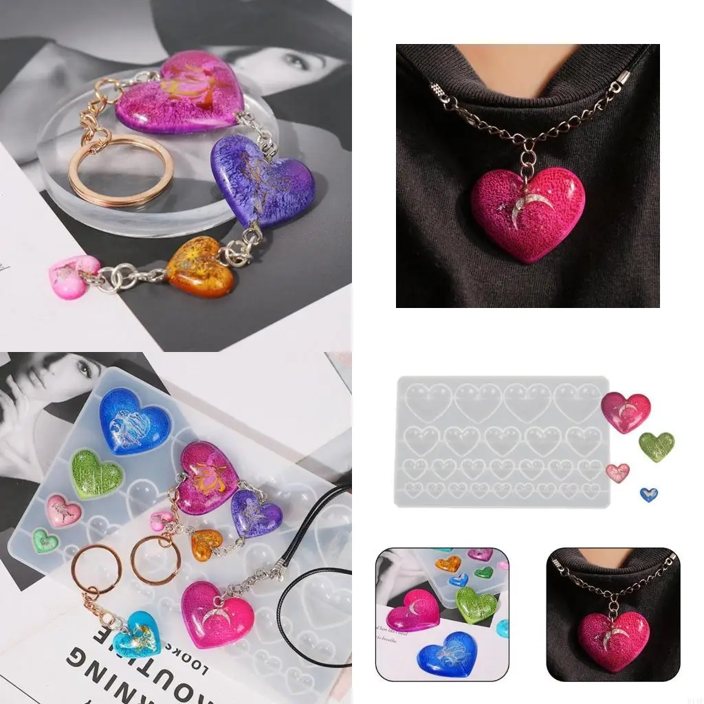 91AF Silicone Mold for DIY Keychain Necklace Charms Epoxy Resin Jewellery Making