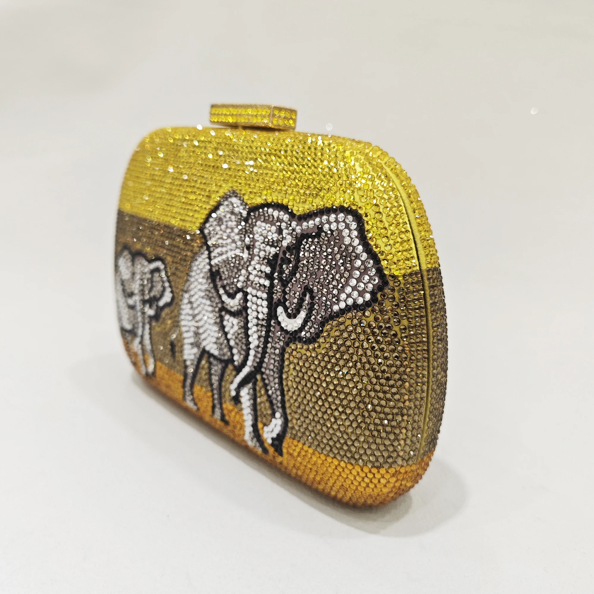 Elephant Pattern Gold Women Evening Bag Crystal Clutches Lady Diamond Shoulder Handbags Wedding Prom Purses Bridal Clutch Bags