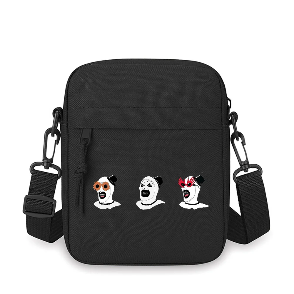

Clown faces hats glasses smiling Men Crossbody Bag Single Shoulder Women Cartoon Anime Film Printing Design Unisex