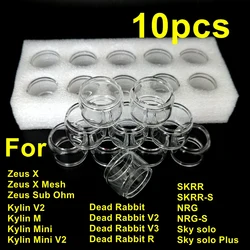 Tubo de vidro para Zeus X Mesh, Subohm Kylin Mini V2 M Coelho Morto V2 V3 Sky Solo Plus Série Z, Ornamento NRG SKRR S, 10pcs