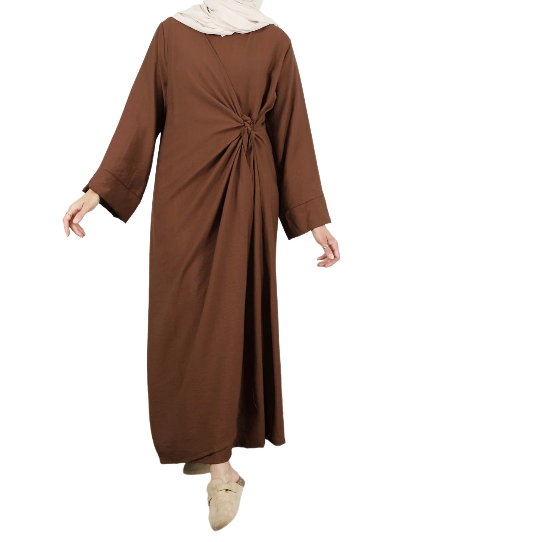 

Muslim Women Cinkle Long Bandage Dress Eid Ramadan Islam Clothing Dubai Abaya Turkey Kaftan Djellaba Caftan Marocain Femme Robe