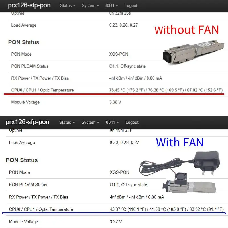 10G XGSPON ONU Stick SFP+ مع FAN 8311 Web Fimrware v2.8 10Gbs SC/APC لغات مختلفة من إدارة SN MAC #3