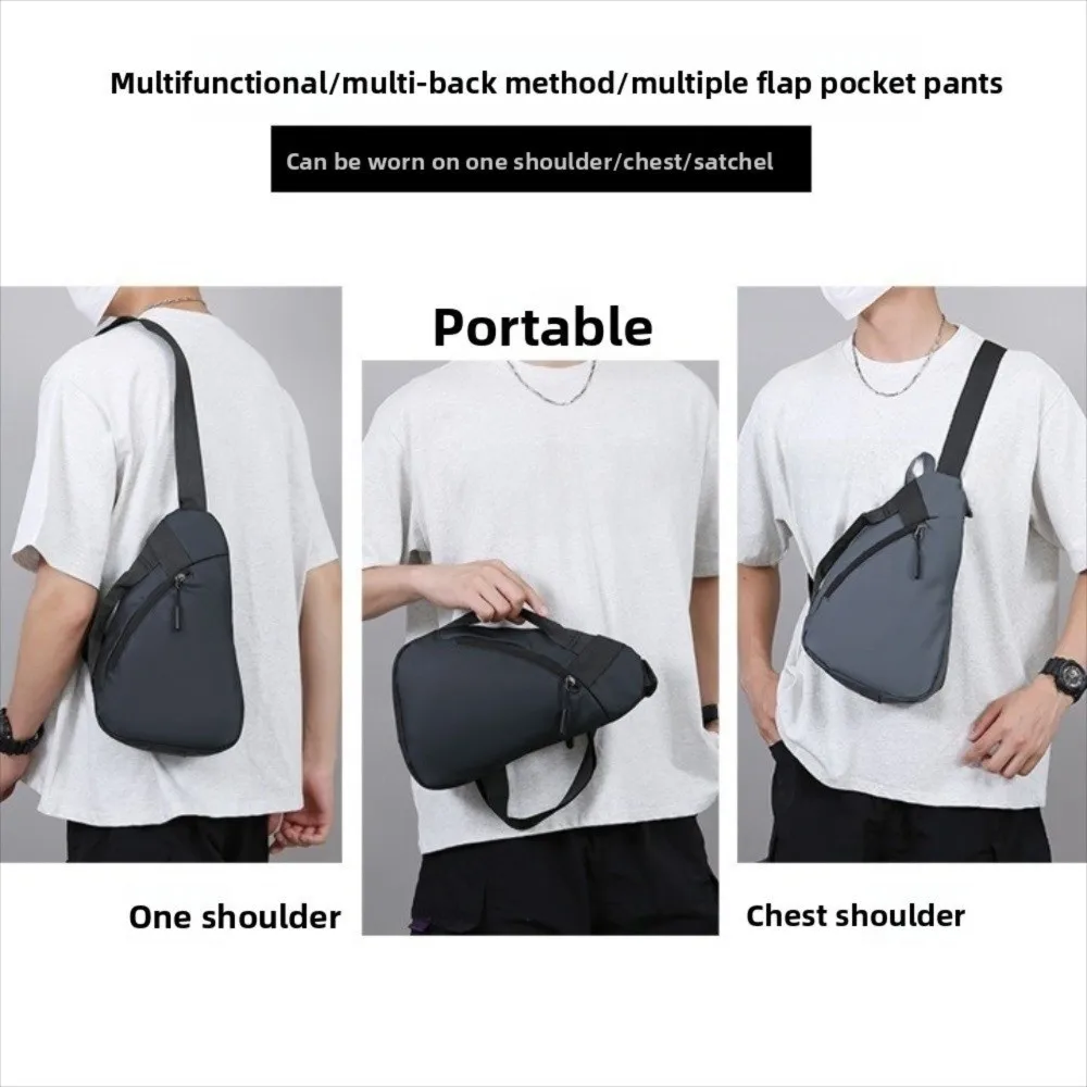 

Мужская нагрудная сумка в форме капли на молнии, спортивная сумка на плечо в корейском стиле, большая вместительная многофункциональная сумка через плечо для мужчин и женщин