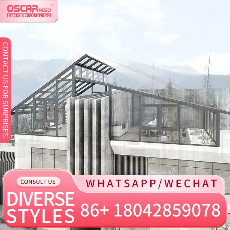 

Lowe Wall Mounted Custom 10x12 12x16 12x20 4 Season Aluminium Glass Sunrooms for Solarium with Energy saving Insulation Ideal fo