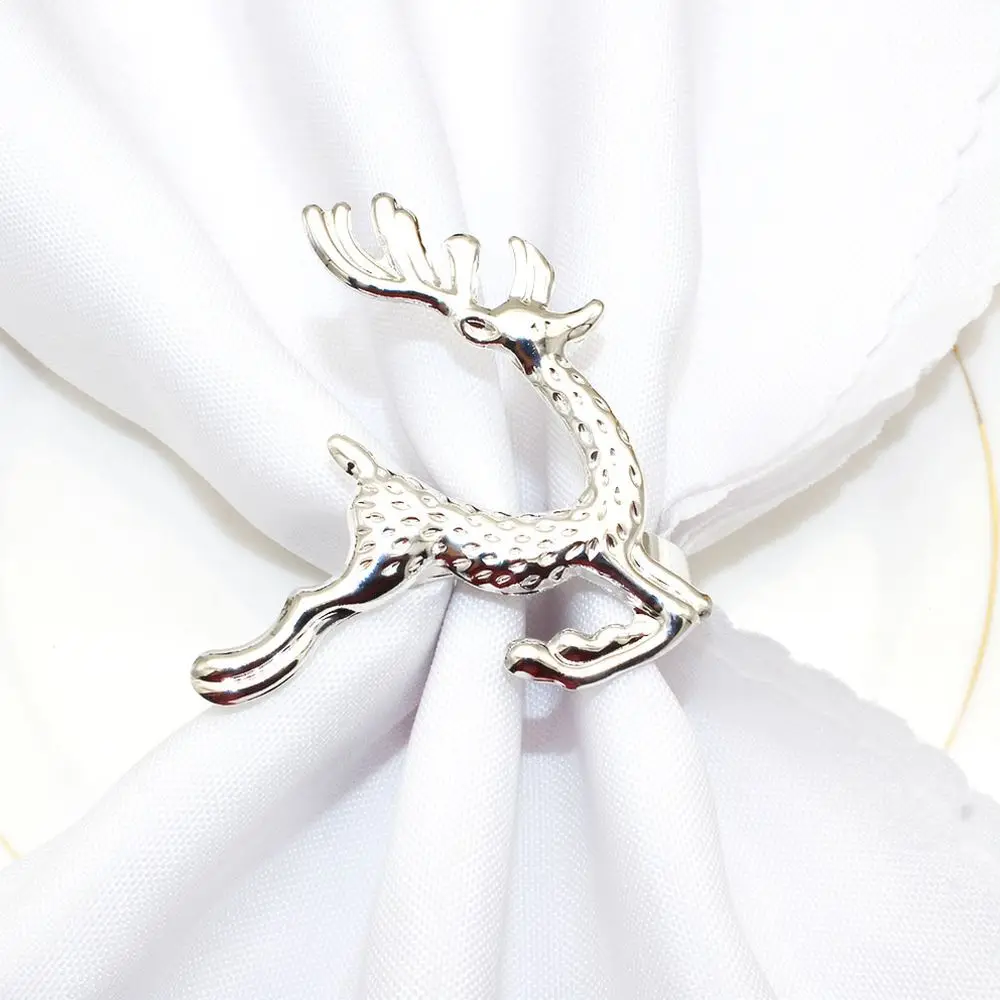 Decorative Christmas Elk Napkin Ring Metal Gold Deer Holder For Festive Holiday Party Kitchen Table Decor