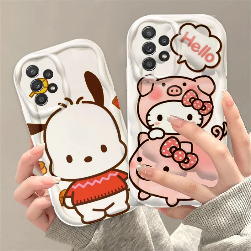 Cartoon Pochacco Cute For Samsung A55 A54 A53 A52 A35 A34 A33 A32 A25 A24 A23 A22 A21S A15 A13 A14 5G Wave Oil TPU Phone Case