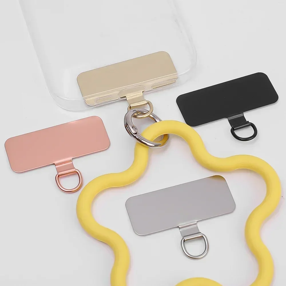 3개입 스테인리스 스틸 폰 랜야드 패치 가스켓 초박형 금속 폰 걸이 끈 테더 탭 교체용 안전 연결 부품