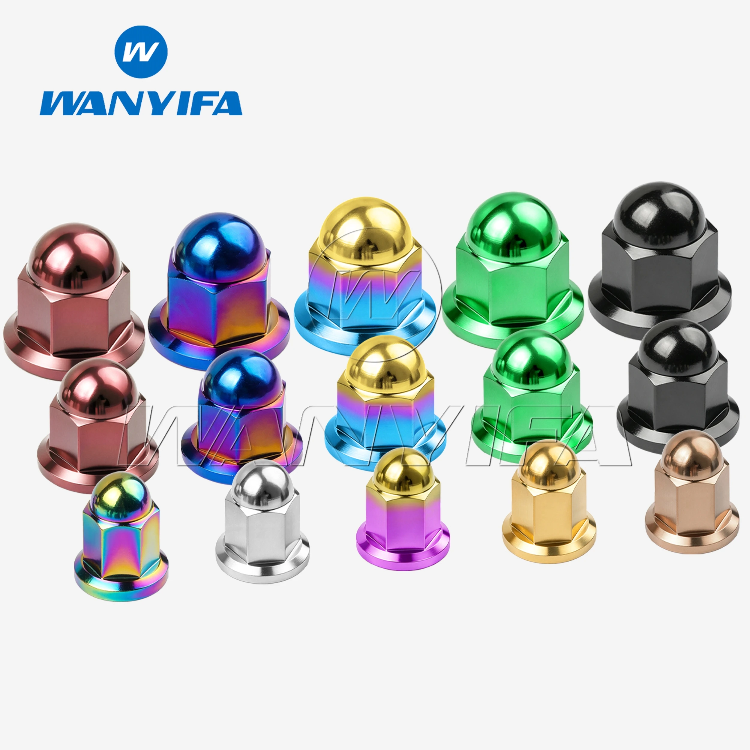 Wanyifa Titanium Ti Nut M6\M8M10 Dome Head Flange Locking Nuts for Bicycle Motorcycle Car